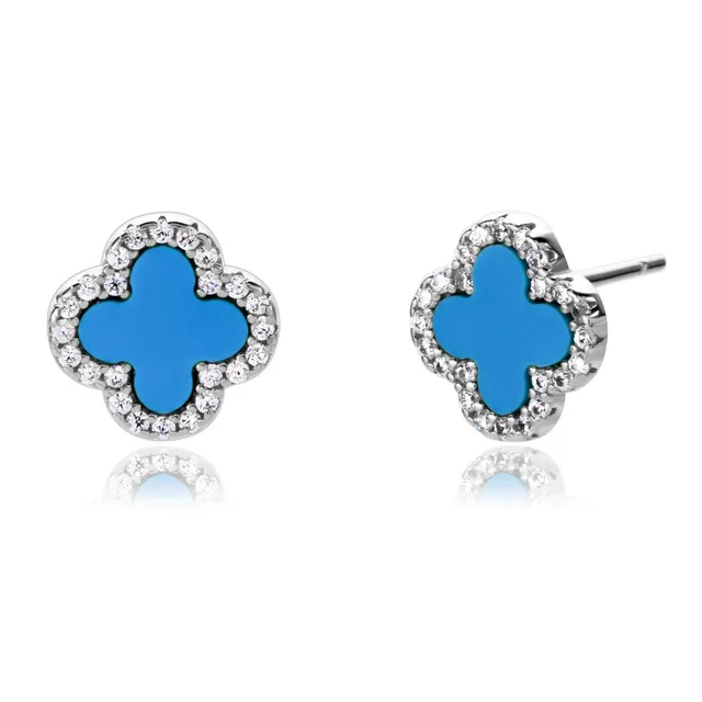 Clover Sterling Silver Gemstone Earrings Studs