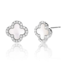 Clover Sterling Silver Gemstone Earrings Studs