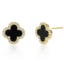 Clover Sterling Silver Gemstone Earrings Studs