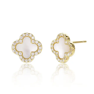 Clover Sterling Silver Gemstone Earrings Studs