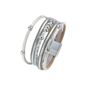 Multistrand Crystal Leather Bracelet